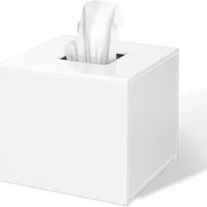 페멜리 티슈 박스 커버 욕실 침실 사무실용 사각 아크릴 종이 홀더 흰색