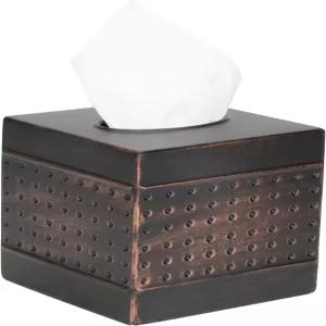 모흐테로 장식 티슈 박스 커버 핸드 해머 디자인 사각 금속 홀더 욕실 침실 식탁 사무실.안티크 브론즈