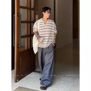 남성용 니트 빈티지 이너 티셔츠 브이넥티 브이넥 스트라이프 긴팔 쿨맥스 데이트룩 헨리넥 인기3