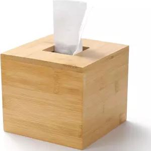 티슈 박스 커버 사각 홀더 욕실용 대나무 페이셜 페이퍼 침실용 식탁용 사무실(1팩 5.7 x 인치)