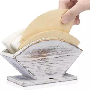 ANBOXIT 커피 필터 홀더 농가 화이트 파인 우드 보관 용기 V60 멜리타 콘