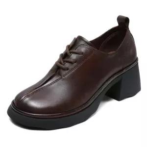 빈티지 캐주얼 여성용 MN 하이힐 스트랩슈즈녀 봄가을 진가죽 스니커즈 통굽단화 OOTD3