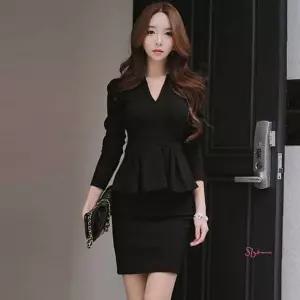 미니원피스 H 브이넥 하객 프릴 가을 슬림핏 라인 파티룩bcd099