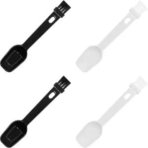 에스프레소 그라인더 브러시가 포함된 커피 스푼 4 PCS 2 in 1 브러시 머신 청소 및 티 파우더 퍼내기