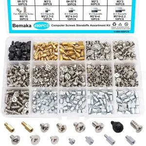 Bemaka 480PCS M.2 나사 마더보드 스탠드오프 키트 NVMe 마더보드용 SSD 장착 HDD 하드 드라이브 PC 팬