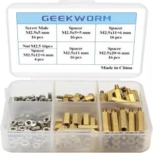 라즈베리 파이 설치 도구용 괴짜벌레 100개/Lot M2.5 시리즈 육각 황동 스페이서/스탠드오프 + 너트