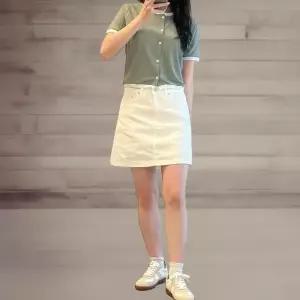 [신상오픈런]여성용 일상 검정 흰색 A라인 비스판 면 미니스커트 (38283961)