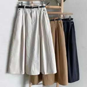 [신상오픈런]트렌치스커트 에이라인 순면 슬림벨트 검정치마 (30089562)