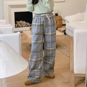 [신상오픈런]플리스팬츠 트윈 공항 휘뚜루 원마일 허리끈 체크바지 (29414671)