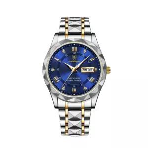 남성손목시계 날짜 쿼츠손목시계 시계 남성용 스테인리스스틸 주간 방수 POEDAGAR 야광