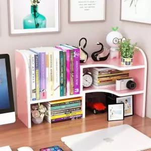 [하프클럽/셀러허브]자유배치 코너 책상위 책꽂이 선반(핑크)
