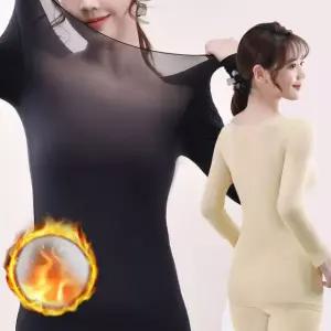 여성 스판 내복 방한 내의 이너웨어 히트 티셔츠 상의 블랙 상의 44-55