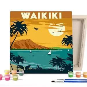 [아트박스]/아이러브페인팅 그림그리기 세트 랜드마크 와이키키 해변 25x25