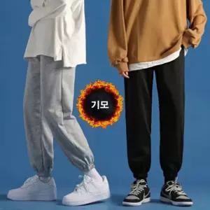 남자 데일리 트레이닝복 편한 겨울 기모 조거 바지 블랙