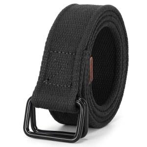 JASGOOD 남성 캔버스 더블 링 벨트 플러스 사이즈 천 캐주얼 청바지 바지