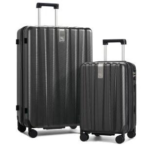행크 익스펜더블 하드쉘 러기지 세트 2피스 엑스트라 라지 캐리어, 스피너 휠이 달린 28인치 러기지, 여성용 여행용 캐리어 20 29인치, 제트 블랙