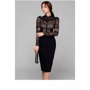 손오반 빈티지 가을 원피스 스커트 여사친 데일리룩 레이스 프렌치 엘레강스 슬림핏 힙업 크로스 KUK3