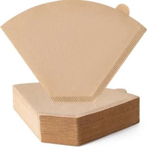 커피 필터 4 콘 100 카운트 표백되지 않은 천연 종이 8-12 컵 붓기 및 드립 메이커용 일회용