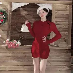 스파이더맨 니트 원피스 레드 여사친 신년 힙업 가운 동남아 OPH1