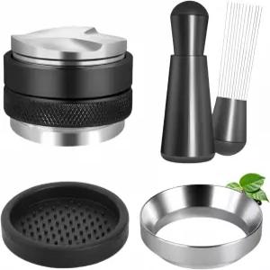 51mm 에스프레소 디스트리뷰터 세트 - 커피 및 탬퍼 레벨러 포터 필터 바리스타 키트(WDT 도구 투약 깔때기