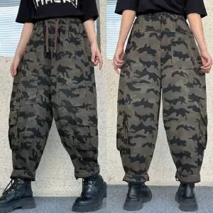 스파이더맨 팬츠 가을 빈티지 여자 카무플라주 청바지 포켓 배기바지 빅사이즈 슬림핏 대디 트렌드 OPH3