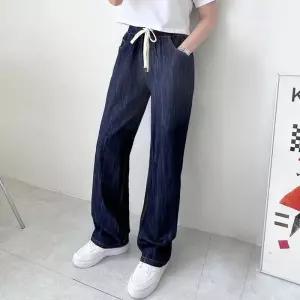 [다잇템]여자 진청 클래식 마원단 넓은 고무줄 SS 바지 (10340291A)