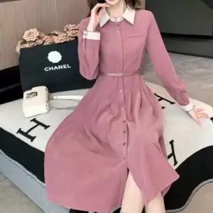 [다잇템]여자 남방 코듀로이 로맨틱 FW 롱 골덴 원피스_3 (28541661A)