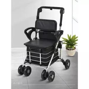 어르신 보행기 접이식 실버카 좌석 6륜 카트 바구니