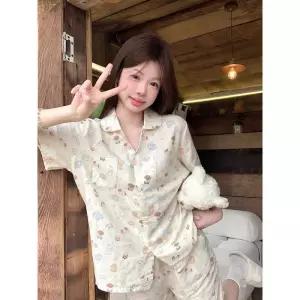 픽호샵 강아지 소프트 커플 잠옷세트 코튼 잠옷 거즈 세트 실내복 퍼프 이중 꾹1