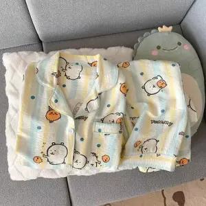 픽호샵 면 봄 추동 커플 귀여운 긴바지 캐릭터 잠옷 긴팔 잠옷세트 꾹3