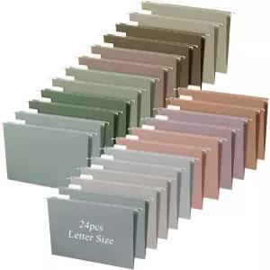 야오미아오 24개 11.6 x 9인치 장식용 걸이 파일 폴더 탭 글자 크기 정리함 홈 교실 사무용품용 멀티컬러