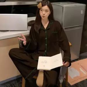 픽호샵 캐릭터 봄가을 면라이크 복성 카디건 세트 더블 잠옷 긴팔 잠옷세트 커플 꾹3