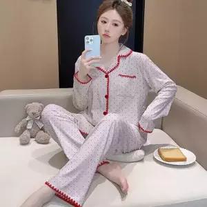 픽호샵 실크 커플 잠옷세트 복성 면라이크 자개 봄가을 더블 긴팔 잠옷 카디건 세트 캐릭터 꾹3