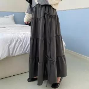 [다잇템]여자 티어드 귀여운 롱 옆면 리본 스커트_3 (30098876A)