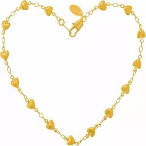 라이프타임 주얼리 여성 골드 발찌 솔리드 하트 링크 발목 팔찌 24k 리얼 도금