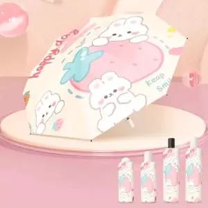 채움하우스 귀여운 딸기 토끼 디자인 원터치 자동 3단 양우산 832753