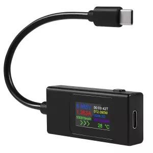 1pcs 타입-C USB-C 테스터 전류계 4-30V 5V 12V 24V 0-6.5A 120W 전력계 멀티미터 USB 충전기 색상 표시
