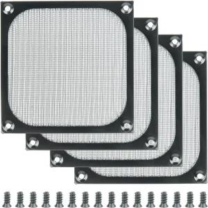 코스모스 4 PC 팬 더스트 필터 케이스 컴퓨터 메쉬 커버 그릴 나사가 달린 알루미늄 프레임 120mm x 검정색