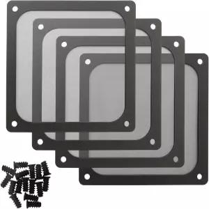 90mm 92mm PC 컴퓨터 케이스 팬 먼지 필터 그릴(자석 및 나사 포함) 초미세 나일론 메쉬 블랙 색상 - 4팩