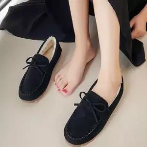 [SBFOI88]리본 털모카신 여성 따듯한 털신발 방한