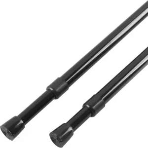 KXLife 2팩 5/8인치 스프링 텐션 커튼봉 조절식 텐션봉 블랙 18~30인치 RV 옷장용