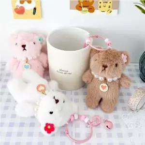 진주 목걸이 곰인형키링 열쇠고리 키홀더 가방고리 실리콘키링