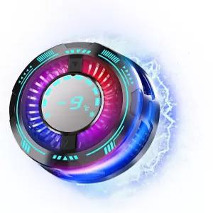 게임 및 스트리밍용 폰 쿨러 - 자기 부착형 LED 디스플레이 라디에이터 냉각 팬 15W 반도체 저소음 안개