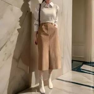 [다잇템]여자 골덴 코듀로이 롱 고무줄 FW 일자 스커트 (29253254A)