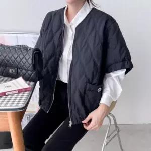 [다잇템]여자 빅사이즈 패딩 반팔조끼 누빔 자켓 (28541029A)