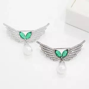 [다잇템]여자 버터플라이 진주 레인드롭 드롭 브로치_3 (30098683A)