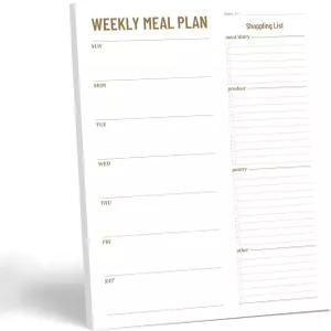 주간 식사 플래너 - 식료품 목록이 있는 날짜가 없는 마그네틱 메모장 7인치 x 9인치 52주 냉장고 문을