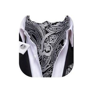 남성용 더블 페이즐리 플로럴 애스콧 셀프 타이 남성 크라바트와 포켓 스퀘어 커프스 링크 결혼식