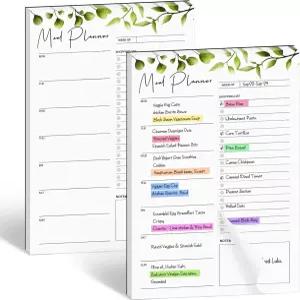 조이버그 2 PCS 주간 식사 플래너 마그네틱 냉장고용 8.3x5.5 날짜 미정 및 식료품 목록 찢어짐 가능한