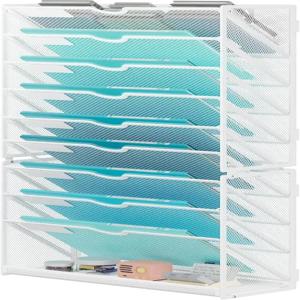 라바티노 10단 행잉 월 파일 폴더 정리함 - 화이트 메탈 메시 페이퍼 매거진 문서 메일 홀더 오피스 스쿨